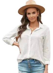 Camisa Casual De Algodón Y Lino dama