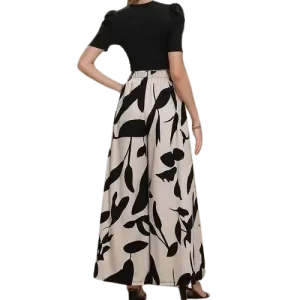 Elegante dos piezas de camiseta y pantalon ancho Dama poliester reciclado