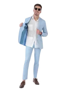 Traje recto en tejido de lino liso Slim Fit