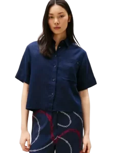 Camisa De Manga Corta En Lino Tommy Hilfiger