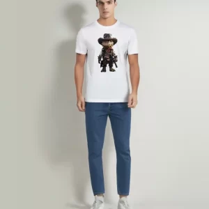 Camiseta de algodón orgánico con diseño de Dino vaquero