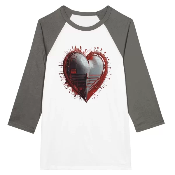 Raglán futurista: camiseta unisex con diseño de corazón