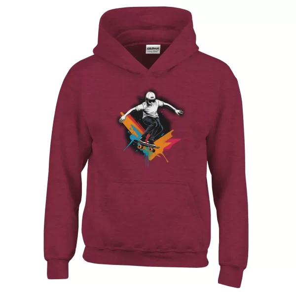 Sudadera para niños con diseño de patinador y salpicaduras de pintura