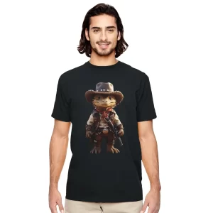 Playera con Dino vaquero: Playera de algodón cuello redondo