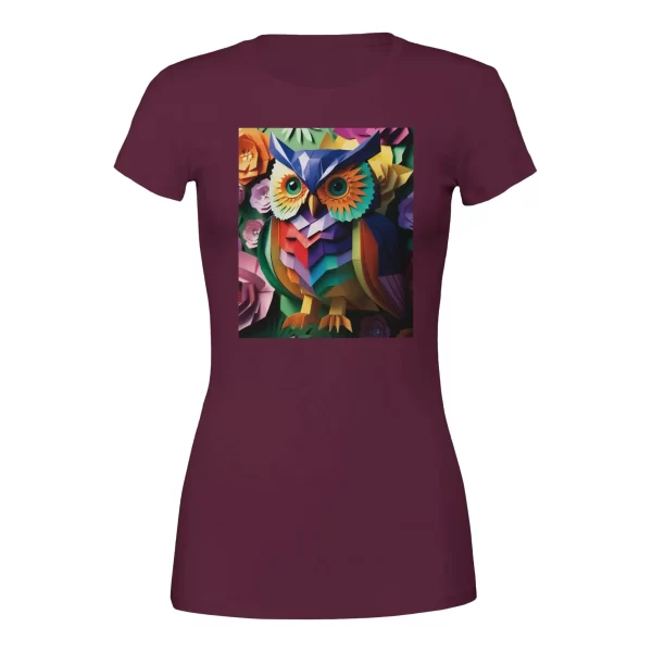 Playera premium de mujer con búho origami