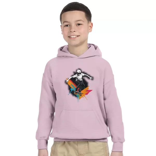 Sudadera clásica para niños con patinador y colores vibrantes