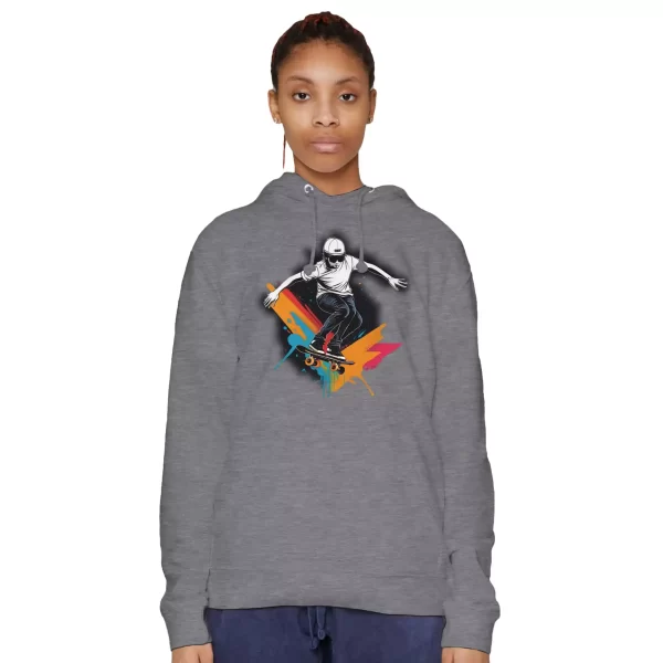 Sudadera unisex Cartoon Skate: sudadera con capucha gris