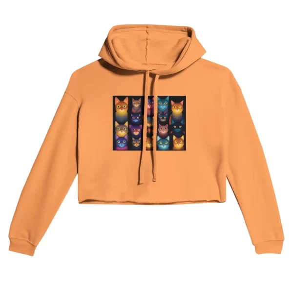 Sudadera Corta Colección Gatos Fosfo naranja