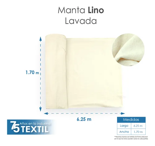 Manta Lino 100% Algodón 170 Cm. Ancho Lavada