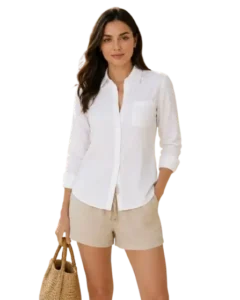 Camisa Ferruche para mujer: mezcla de 50 % lino y 50 % poliéster