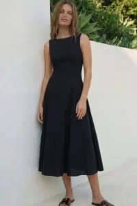 Vestido midi de lino HIGHSTREET